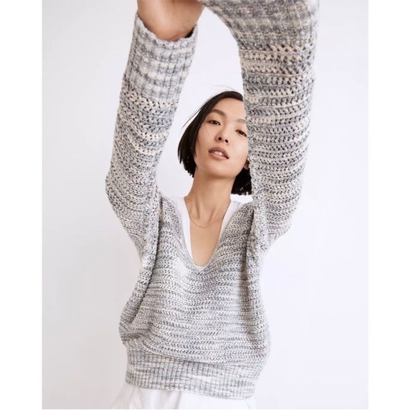 NEW Madewell Southbrook Open Stitch V Neck Pullover Sweater | Space Dye‎ | Small - Picture 3 of 12